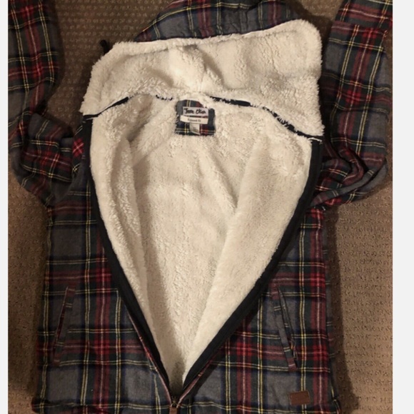 LL Bean Gray Plaid Sherpa Lined Full Zip Flannel Relaxed Fit Shacket Women's XS - Picture 6 of 12